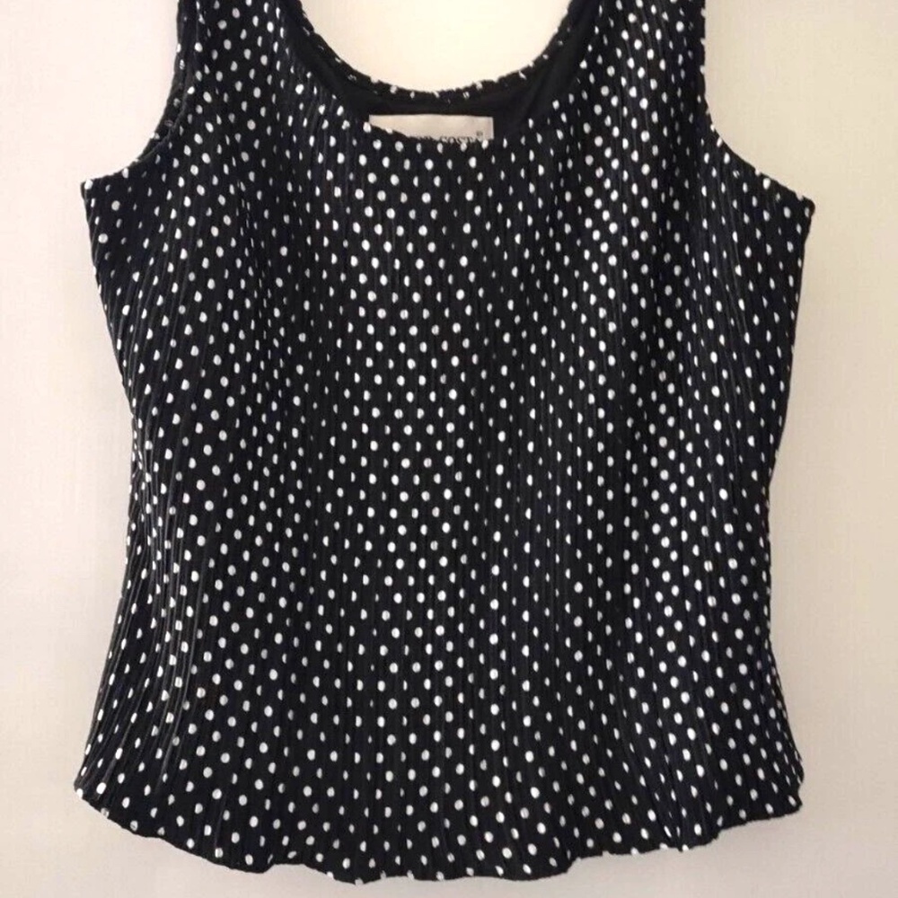 Vintage Victor Costa Women Black & White Polka Dot Tank & Beaded Jacket Sz-12 - Picture 8 of 9